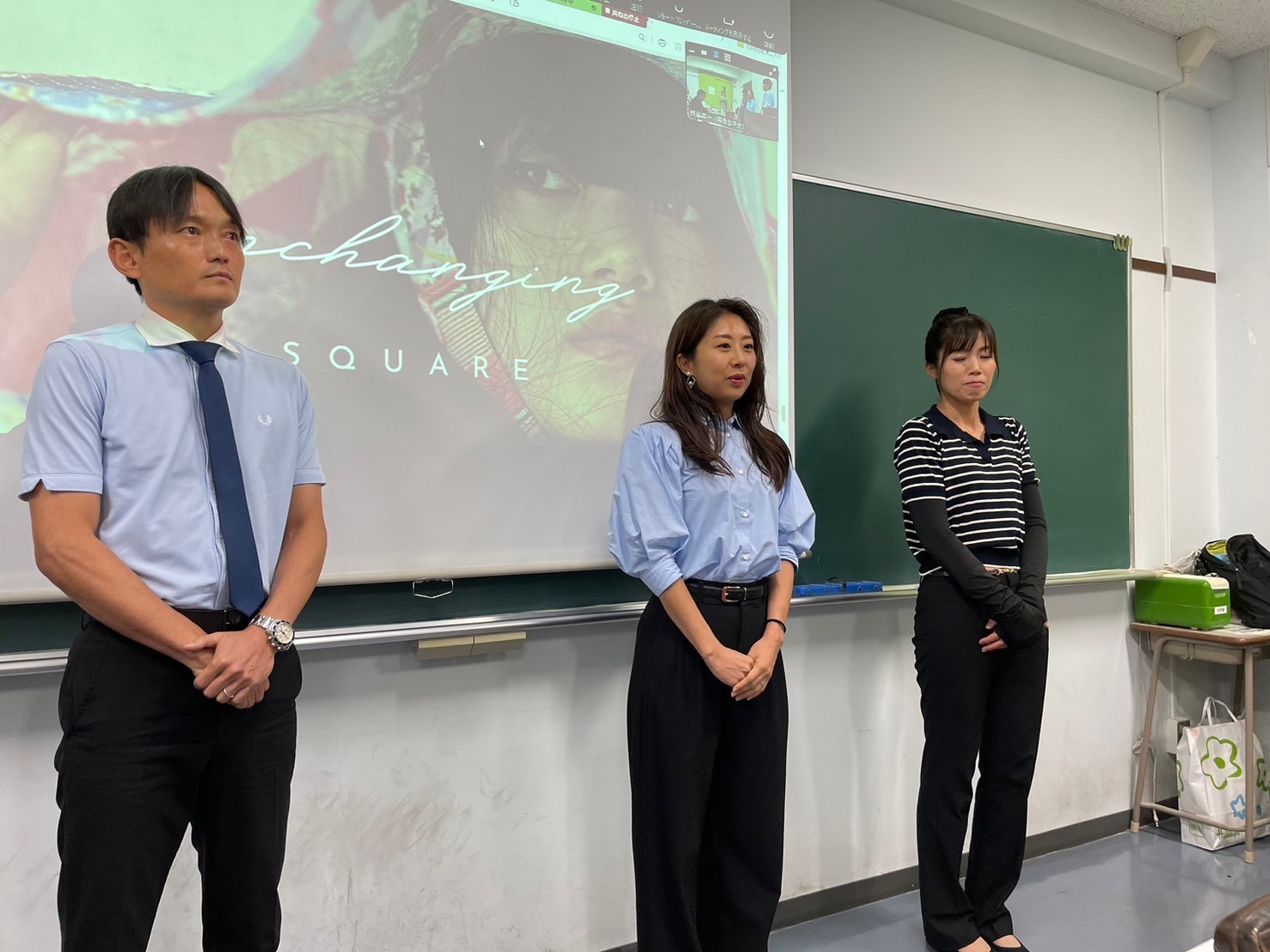 リイラもみほぐし専門店の佐々木綾美さん、デザイナーライツグラフィーの菊田園子さん、アミカ・トライデントの林社長